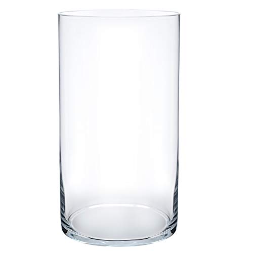 Royal Imports Flower Glass Vase Decorative Centerpiece for Home or Wedding - Cylinder Shape, 10" Tall, 5" Opening, Clear - size: 5" wide x 10" tall