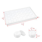Ikee Design 24 Gem Showcase Stackable Jewelry Display Tray for Collectibles, Rock Storage Box Gemstones Bead Storage Jars, White Foam, White Tray, 14 7/8W x 8 3/8D x 1H in - color: White Foam/White Tray (24 Large Jars)