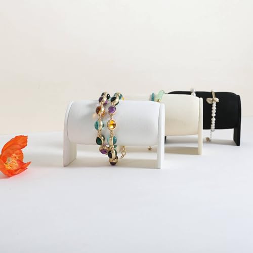 Velvet Watch Display Stand for Selling, Bracelet Storage Organizer for Boutique Store, Woman Jewelry Bangle Holder for Home Decor【White】 - color: White