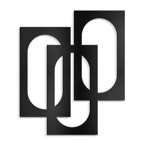 SIGNLEADER Metal Wall Decor Interlocking Abstract Geometric Minimalist Modern Luxury Wall Sculpture Hangings 3D Statue Home Decoration for Living Room, Bedroom, Bathroom, Kitchen, Fireplace, Office - 18" Black - color: Gry29-2405-m29, size: 18" Black