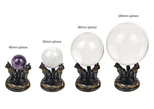 Bast Bastet Cats Crystal Ball Stand Sphere Display, Natural Healing Feng Shui Glass Orb Holder Base Statue Decoration, for 40mm-80mm Ball - style: Bast Cat