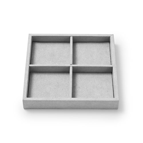Oirlv Microfiber 4 Grids Stackable Jewelry Display Tray - style: P13514