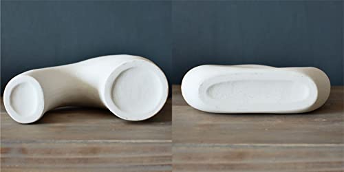 Carrot's Den Donut Vase, Set of 2 - White Large Ceramic Vase - Minimalist Nordic, Hollow | Table Centerpiece, Olive Plant, Wedding, Living Room, Bookshelf, Office, Modern Home, Entryway, Console - color: Warm White