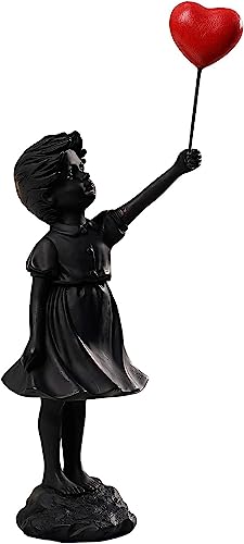 Flying Balloon Girl Statue,Resin Figure Sculpture Crafts Ornament Modern Art Sculptures for Home Decor,Anti-war Theme - style: Modern-1balloon