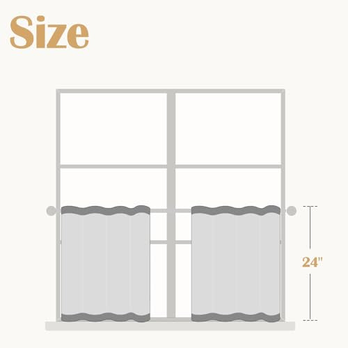 jinchan Taupe Striped Linen Kitchen Curtains 24 Inch Cafe Tier Curtains Balanced Stripe Farmhouse Small Drapes for Bathroom Laundry Over Sink Half Window Light Filtering 2 Panels Tan on Linen - color: Striped Tan on Linen, size: 26"W x 24"L (Pack of 2)