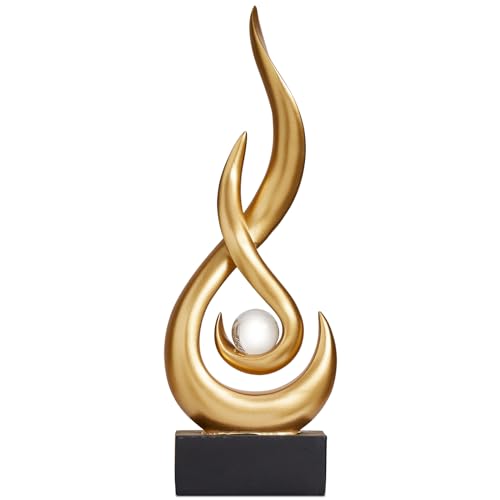 Modern Abstract Art Table Decoration,Resin Flame Statue Modern Gold Centerpiece Ornaments for Living Room Great Gift Idea Home Decor,Collectibles - color: Gold