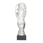 Deco 79 Polystone Mask Decorative Sculpture Quiet Gesture Home Decor Statue, Accent Figurine 5" x 5" x 17", Silver