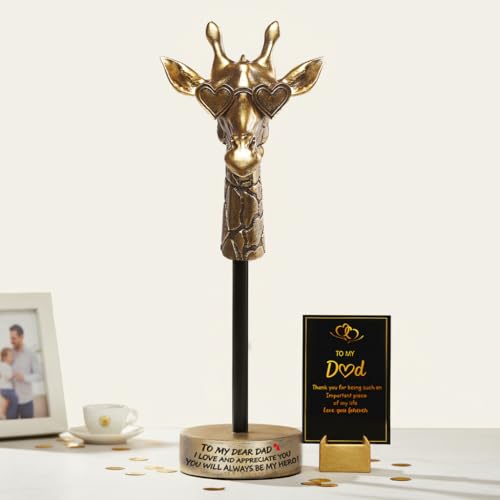 Dad Gifts from Daughter Son Wife, Exquisite Handmade Giraffe Dad Father's Day Birthday Gifts, Funny Cute Animal Gift for Dads, I Love You Papa Gift Idea, Unique Giraffe Bookshelf Decor for Dear Dads - style: TO MY DEAR DAD