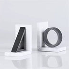Shelf Decoration Modern Light Luxury Book End/Book Organizer Black and White Geometric Natural Marble Bookends Study Shelves Decorative Ornaments Holder