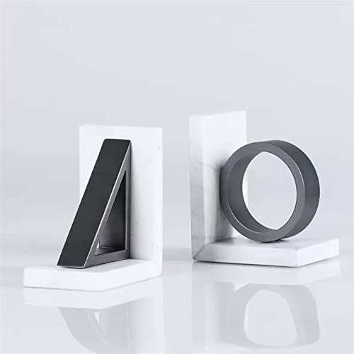 bookends Modern Light Luxury Book End/Book Organizer Black and White Geometric Natural Marble Bookends Study Shelves Decorative Ornaments for Shelves