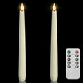 Homemory 2 Pcs Waxy Flameless Taper Candles with Remote, Flickering Battery Operated Taper Candle, Led Flameless Candlesticks Classic Tall Candles for Home, Wedding, Party, Ivory, 9.6 inches - style: Classic - Ivory 9.6"