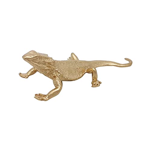 Gold Lizard Sculpture Solid Metal Ornament Mini Animal Figurine for Home Office Garden Desktop Decor (Lizard) - style: Lizard