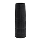 Sagebrook Home Ceramic 18" H Lined Cylinder Vase, Matte Black, Cylinder, Ceramic, Contemporary, 6" L X 6" W X 18" H, Line - color: Black, size: 18.0" H
