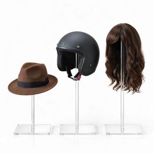 Acrylic Hat Organizer & Wig Stand, Clear Hat Rack Display Stand, Cap Holder for Baseball Caps, Wig Holder, Mask Stand, Helmet Stand, Collectibles, Dresser Display (3.9x5.9x14 Inch - size: Large (3.9x5.9x14 Inch）