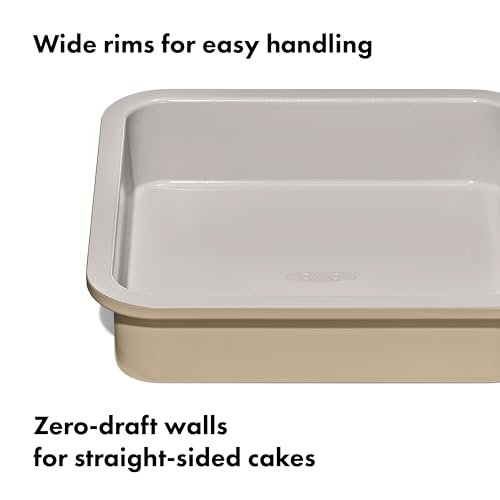 OXO Good Grips Non-Stick Pro Ceramic Coated Metal Bakeware 9” Square Cake Pan – Biscuit - color: Biscuit, size: 9" Square Cake Pan