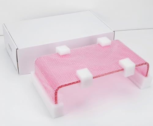 Acrylic Monitor Stand Riser Acrylic Laptop Stand for Desk Clear Computer Monitor Stand for Desk Accessories iMac Organizer Office Must-Haves Product for Working from Home Bright Pink - style: 15''-Pink
