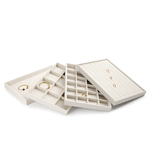 Oirlv Stackable 12 Girds Jewelry Trays Jewelry Storage Tray Showcase Display Organizer(13.8" X 1.4"X 9.4") - size: 12 Grids