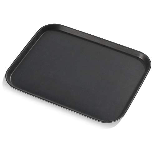 New Star Foodservice 25095 Restaurant Grade Non-Slip Tray, Plastic, Rubber Lined, Rectangular, 14-Inch x 18-Inch, Black - color: Black, size: 18" x 14" x 0.7"