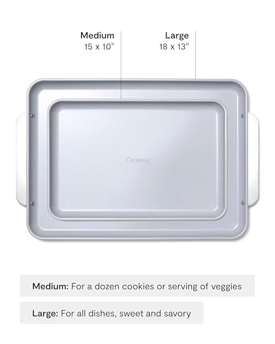 Caraway Non-Stick Ceramic Baking Sheet Duo - Naturally Slick Ceramic Coating - Non-Toxic, PTFE & PFOA Free - 18 x 13" Large & 15 x 10" Medium - Black - color: Black, size: Baking Sheet Duo