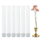 Glasseam Glass Bud Vase for Flowers: 6pcs Clear Small Vases for 22mm Candlestick Taper Candle Holders - 5.9" Skinny Table Centerpieces with Silicon Case for Tablescapes, Wedding Gift and Home Decor