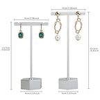 GemeShou Metal 2pcs Earring T Stand Silver Retail Display Holder for Show, White T Bar Jewelry for Online Store Photography 【Silver-Hexagon Base 2pcs Height 4.5" and 5.3"】 - color: C1/Silver Hexagon Base 2pcs Height 4.5" and 5.3"