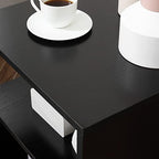 HOMCOM 20" Modern End Table, Accent Side Table, S-Shaped Coffee Table with Storage Shelf and Steel Poles, Black - color: Black