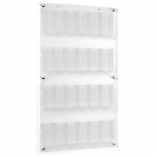Displays2go Acrylic Brochure Rack, Wall-Mount, 4-Tiered, 12 to 24 Adjustable Pockets - Clear (2RP12CLR) - color: Clear, size: 12 Pockets