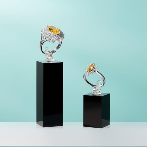 Black Acrylic Jewelry Ring Display Stand 4 Piece Acrylic Jewelry Ring Display Stand Showcase(Black) - color: Black