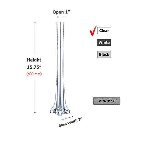 WGV Eiffel Tower Vase, Open 1", Height 16", (Multiple Sizes Choices) Clear Glass Floral Container with Sturdy Base, Flower Centerpiece for Wedding Event Home Decor, Arts Crafts, 1 Piece - color: Clear, size: 16"H
