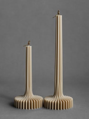 LAWA Set of 2 Vase Candle - Beautiful Handmade Pillar Unscented Soy Wax Elegant Aesthetic Candle Housewarming Gift Home Room Shelf Decor Idea Sandstone - color: Sandstone