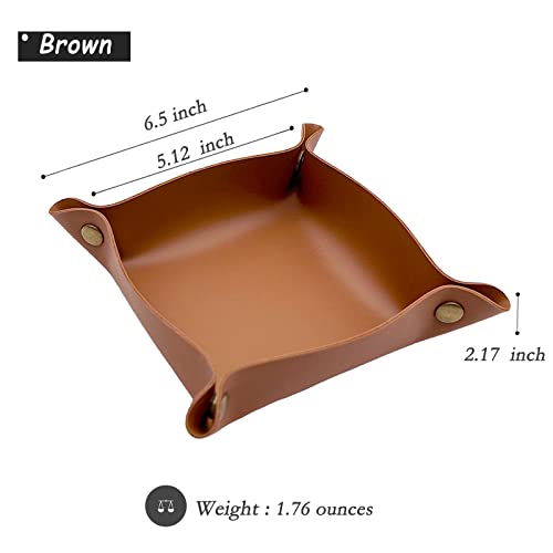 Valet Tray, EDC Catchall Tray for Keys, Watches, Jewelry, Coin and Wallet, Desktop Organizer (Brown-S) - color: Brown
