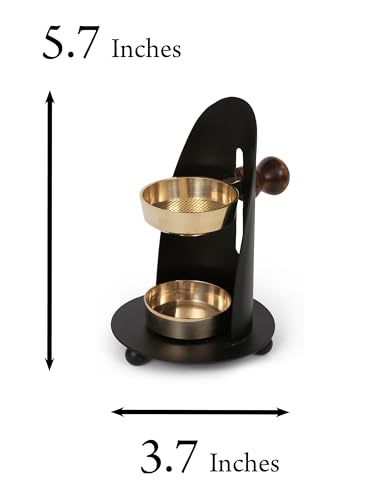 Incense Burner, Black and Gold Incense Holder - Tea Light Candle or Charcoal Resin Heated. for Home Decor, Beautiful Adjustable Design, Spiritual Gifts, Offering Calming Atmosphere - color: Black Burner Candle Heated