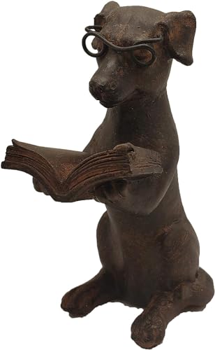 Young's Inc Resin Reading Dog with Glasses - style: Dog Reading