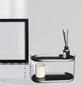 2 Tier Metal Frame Perfume Organizer in black - morden, stylish, minimalist tiered tray for Watch, Jewelry, Brooch Skincare, - Elegant Countertop Display Shelf for Dresser, Vanity, Bathroom