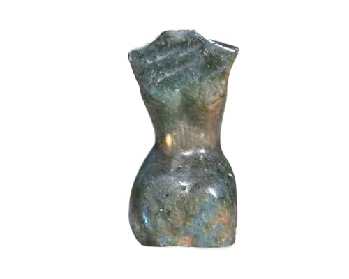 Natural Labradorite Crystal Female Model Figurine Hand Carved Body Sculpture Statue Gemstone Small Figurine Reiki 3 Inch Home Office Decor Ornaments 100-150 Grams - color: Labradorite