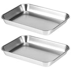 QWORK 2 Pack 304 Stainless Steel Utility Tray for Lab Supplies, Jewelry Tools, 8.6" x 6" x1"