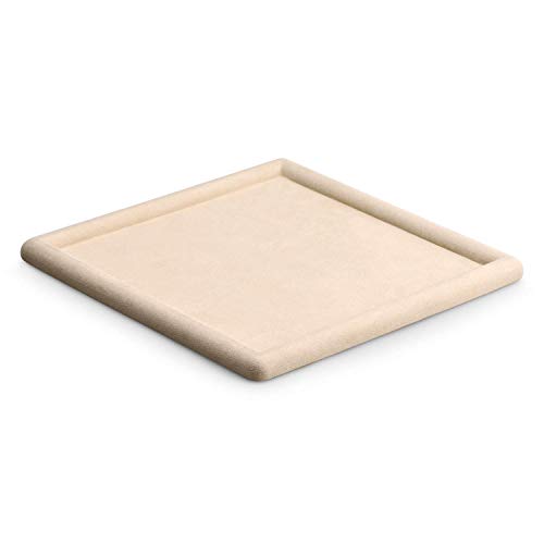 Oirlv Top Microfiber Jewelry Tray Square Nightstand Organizer Rings Earrings Necklace Trinket Storage Tray Showcase Jewelry Display (Beige) - color: Beige