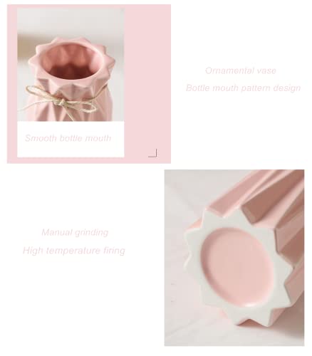 Arawat Ceramic Pink Vase Flower Vase for Home Decor Modern Style 9.5 inch Tall Vase for Table Shelf Home Decor Vase for Fireplace Bedroom Kitchen Living Room Wedding Office Desk Birthday Gifts - color: 9.5 Inch Tall Pink Ceramic Vase for Home Decor