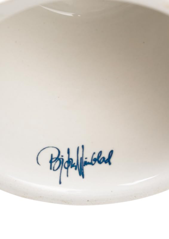 Bjørn Wiinblad Eva Bowl on Stand | Hand-Painted Glazed Ceramic | Blue | 9.4 in