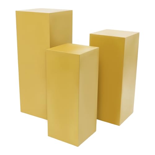 3/6 PCS Square Tall Pedestal Stand Metal Square Pedestal Stand Tall Pedestals Cake Stands for Party Wedding Birthday (Gold, 3Pcs) - color: Gold, size: 3Pcs