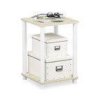 FURINNO Turn-N-Tube Haydn End Table, 1-Pack, Cream Faux Marble/White - color: Cream Faux Marble/White, size: 1-Pack, 2-Tier, style: Haydn
