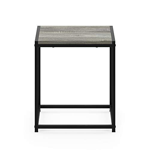 FURINNO Camnus Modern Living End Table, French Oak Grey, 15.75 in x 15.75 in x 17.83 in - color: French Oak Grey, size: 1 Tier, Metal Frame