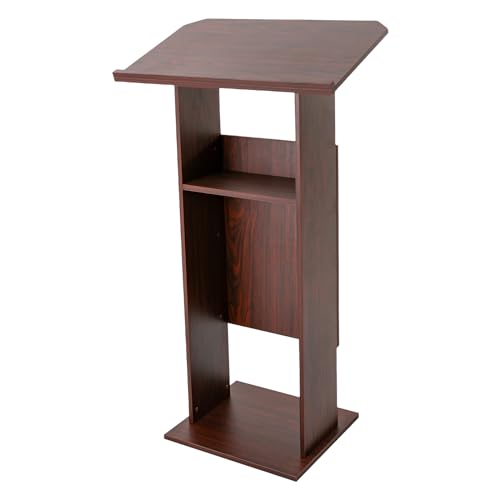 Podium Stand for Lectern, Church Lectern Stand 47.7 Inches Conference Presentation Stand with 26 x 15.7 Inch Panel & 4 Universal Wheels in Conference Rooms, Schools, Classrooms - color: Brown(26*15.7*47.7in)