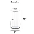 CYS Excel 2 PCS Clear Glass Cylinder Vase (D:5" H:10") | Multiple Size Choices Glass Flower Vase Centerpieces | Hurricane Floating Candle Holder Vase - size: 5" wide x 10" tall