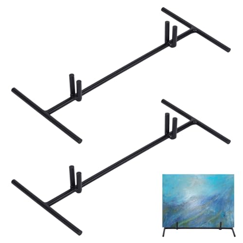 AHANDMAKER 2 PCS Metal Display Stand, Minimalist Tabletop Photo Display Stand Easel Portable Stand for Plaque, Photo, Notes, Trade Show, Office, Home Decoration, Black 8.07x3.98inch