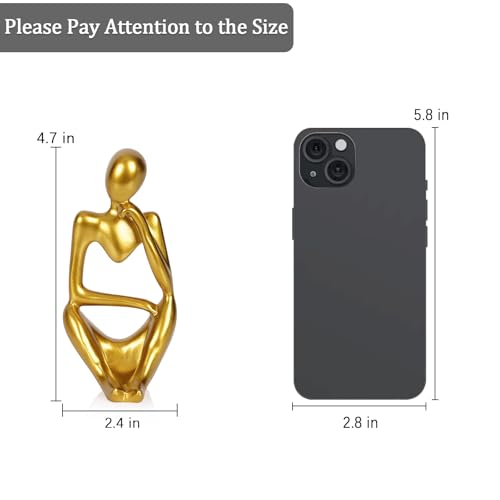 Sandstone Resin Thinker Style Abstract Sculpture Statue Collectible Figurines Home Office Bookshelf Desktop Decor (Small Gold, Right) - color: Small Gold, size: Right 1pc