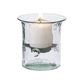 first of a kind Glass Hurricane Pillar Candle Holder with Rustic Metal Insert Perfect as a Centerpiece 4'' Tall Clear - size: 4" Tall Clear