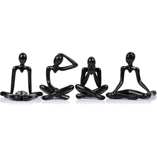 Abstract Thinker Statue, White Minimalist Abstract Sculpture Statue, Modern Art Decoration for Home Office Desk Decoration (Black Style C)