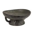 Creative Co-Op Stoneware Footed Pedestal Bowl with Handles, Reactive Glaze, Black - color: Black, size: 9.5" Round x 4" Tall