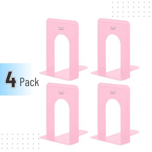 Mr. Pen- Book Ends, 4 Pack, Light Pink, Heavy Duty Metal Bookends for Shelves, Book Holders for Shelves, Metal Bookends - color: Light Pink, size: 4 Pack